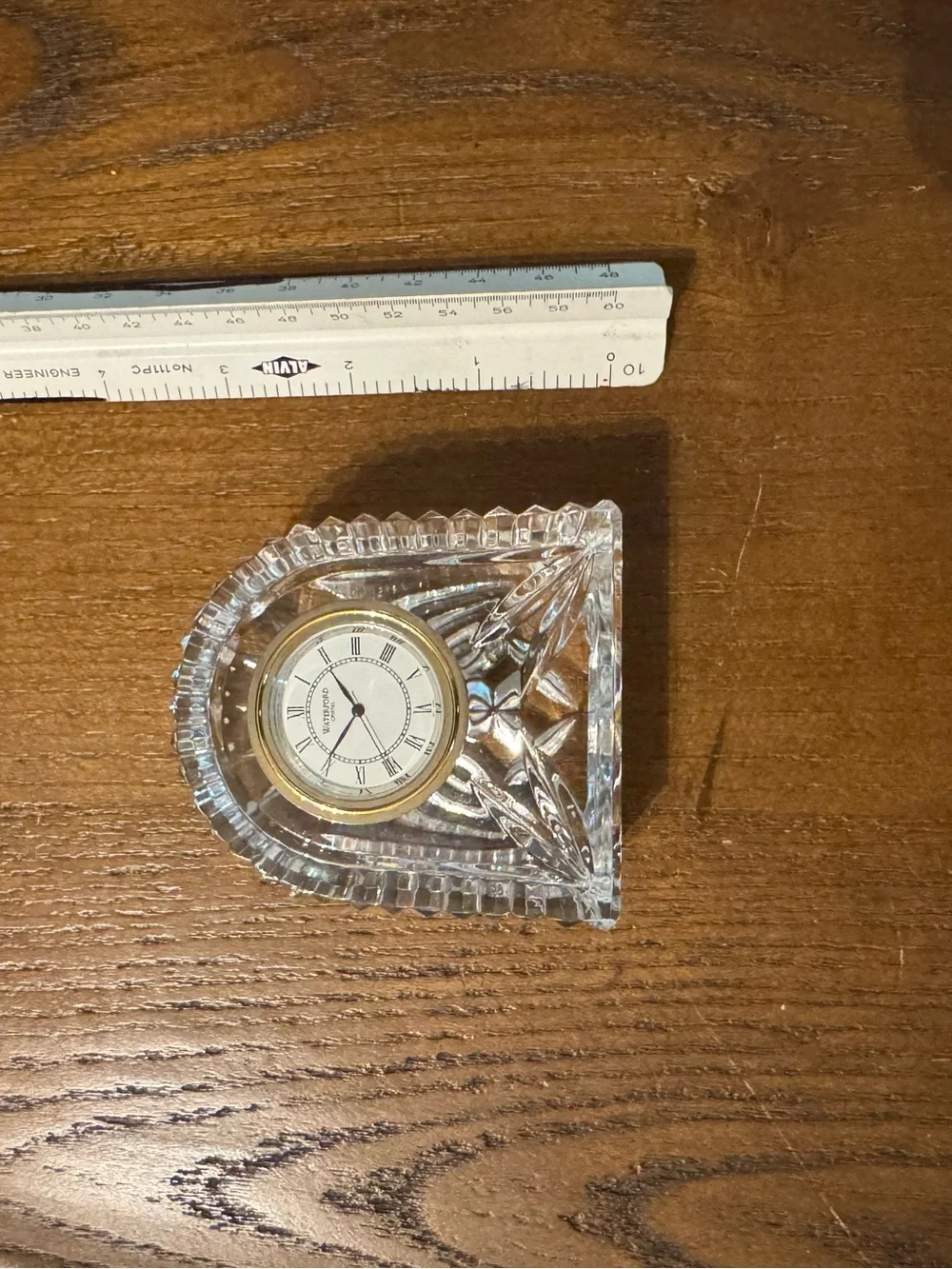 Waterford Clear Crystal Mantel Clock with Gold Bezel